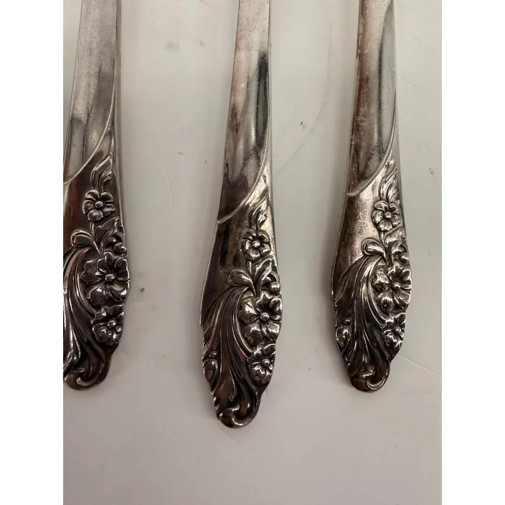 Oneida Community Evening Star Silverplate Dinner Forks 1950s Vintage Lot of 8